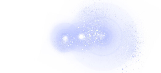 Magical soft purple light flare with sparkling particles on a white background
