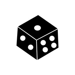 Simple Six-Sided Dice Icon on White Background.