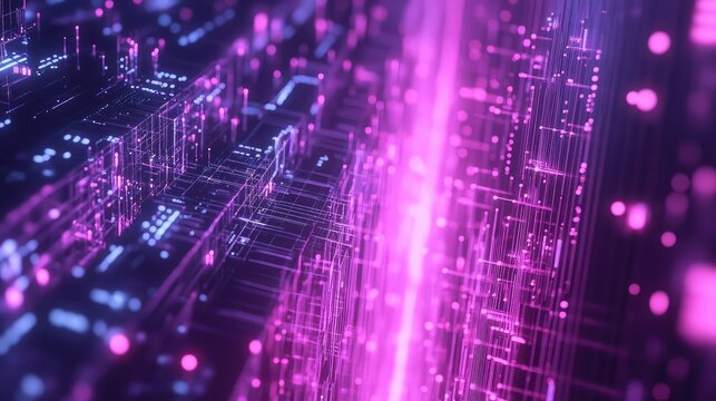 Digital data stream transferring information in deep tech circuit - Powered by Adobe