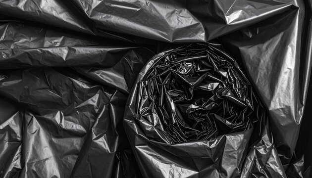 Black garbage bag texture background with copy space
