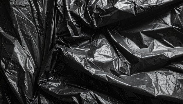 Black garbage bag texture background with copy space