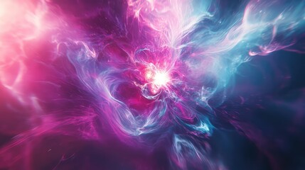 Vibrant cosmic nebula with glowing energy burst