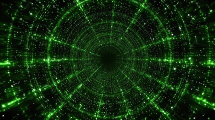 Green digital matrix data tunnel background