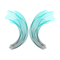 Abstract aqua blue waves on black background digital art design