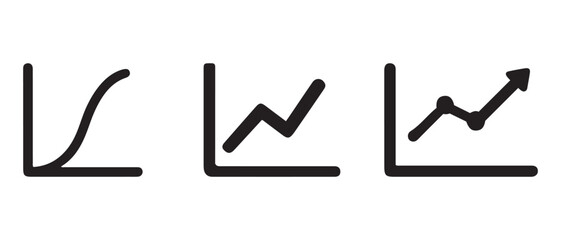 Business growth progress statistics data trend line graph icons.