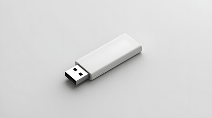Modern white USB flash drive on clean minimalist background ready for data storage and transfer solutions