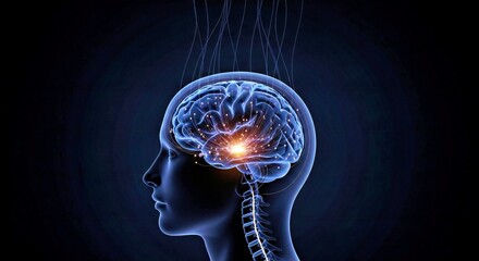 Glowing Stylized Brain Circuit Patterns Technology Integration Connections