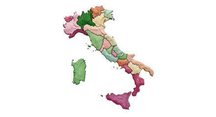 Colorful Map of Italy with Regions.