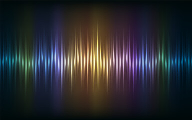 Digital Music Equalizer. Abstract Sound Wave Design Element. Neon Sound Wave. Voice Assistant Audio Visualization. Radio Sound Dynamic Lines. Vector Background.
