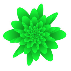 Bright Green Geometric Flower Illustration with Petals and Black Background