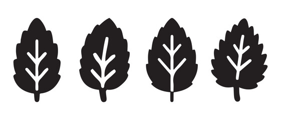 Black mint leaves icon set vector illustration design.