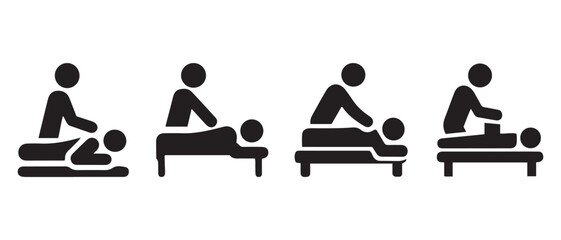 Massage therapy icons set. relaxation and wellness spa symbols.