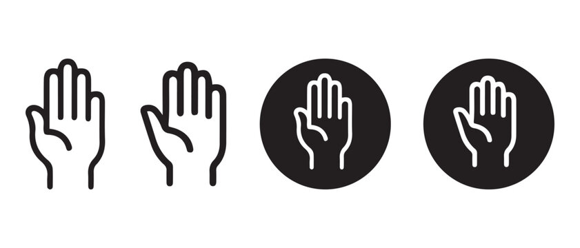 Hand icon stop gesture vector outline symbol set graphic element.