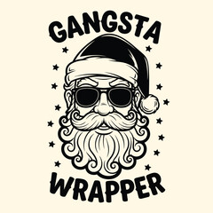 Santa gangsta wrapper illustration