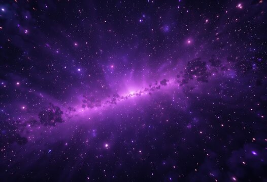 Purple galaxy with glowing nebula core and sparkling stars in deep space. Perfect cosmic wallpaper for dreamers.