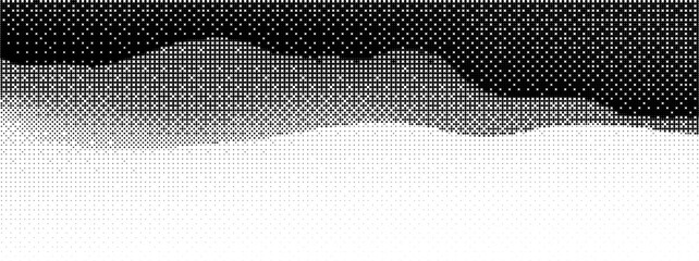Pixel bitmap bg with bit pattern and gradient dither for 8 black background. Game vanishing vintage and fade effect with 2d background and horizontal mosaic illustration. Tile speckle and simple