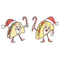 Taco christmas characters with candy canes