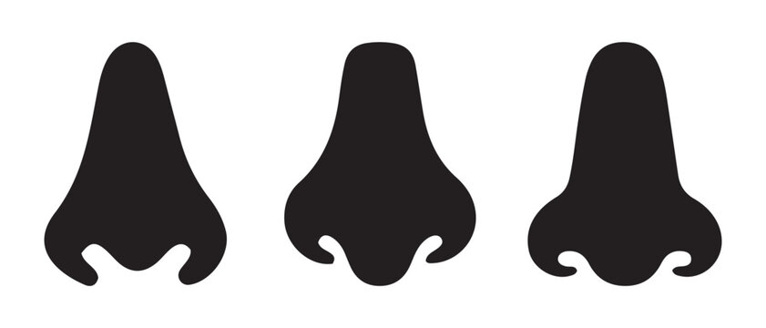 distinct black human nose silhouettes on white background.