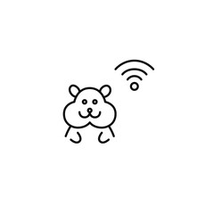 Hamster and wi-fi. Pet monitoring, smart tracking devices. Internet of things care. Pixel perfect, editable stroke vector icon