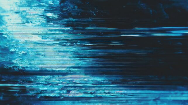 Digital glitch static noise creating abstract blue background - Powered by Adobe
