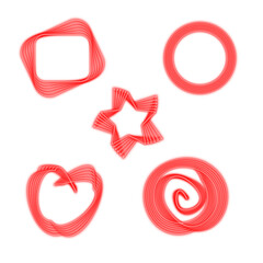 Abstract glowing red shapes on black background a design element collection