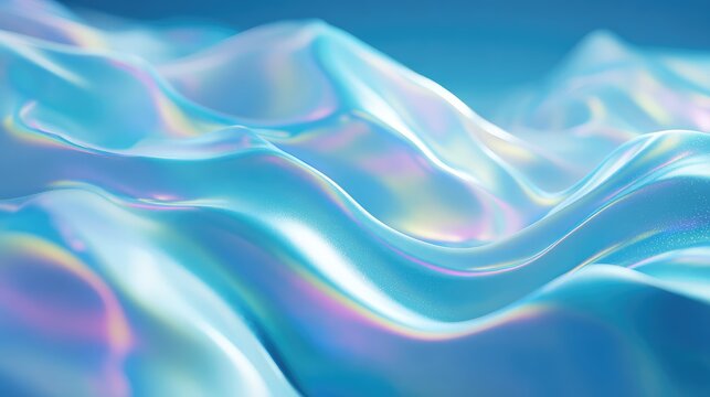 Iridescent blue liquid waves creating abstract background texture