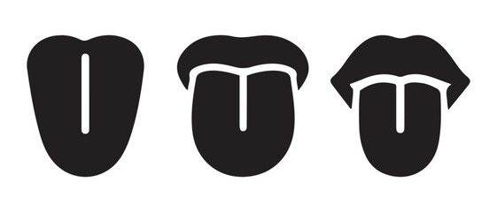 Human tongue vector icons representing taste, speech and oral health. © CreatetiveDesignX