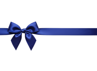Blue Ribbon Strip with Bow (PNG, Transparent Background)