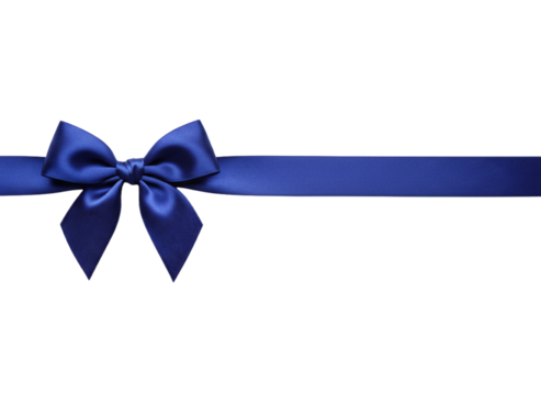 Blue Ribbon Strip with Bow (PNG, Transparent Background)