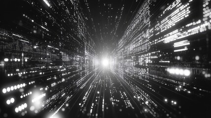 Digital data flowing through abstract binary tunnel