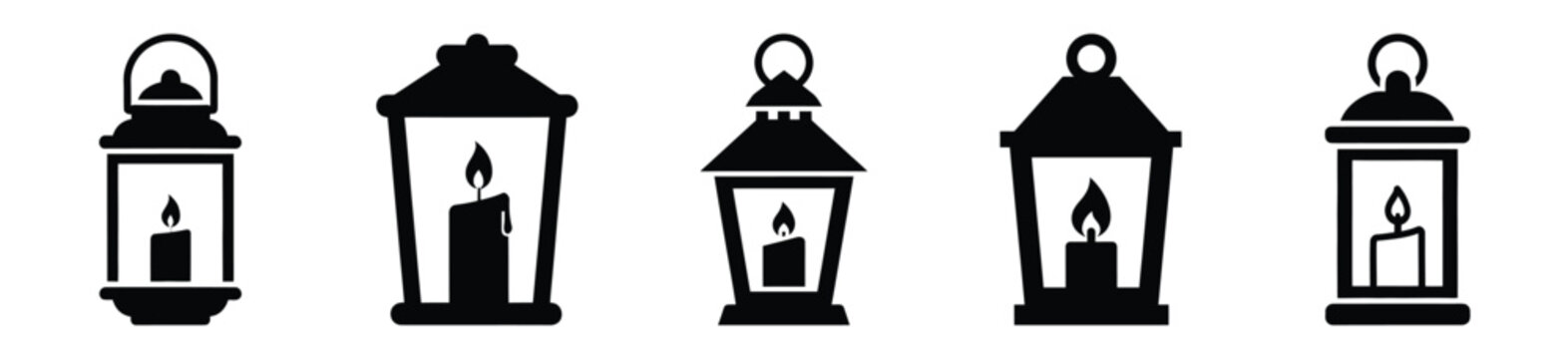 candle lantern vector design with black silhouette and white background