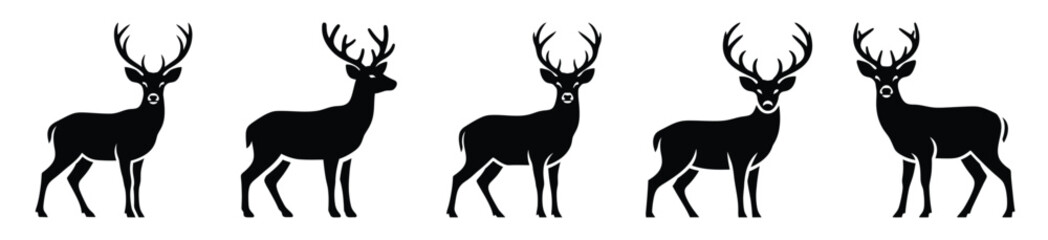 Obraz premium forest deer vector design with black silhouette and white background