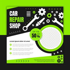car repair social media post design template