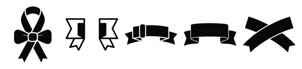 holiday ribbon vector design with black silhouette and white background