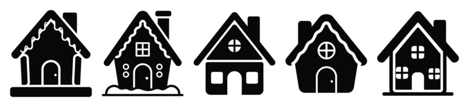 gingerbread house vector design with black silhouette and white background