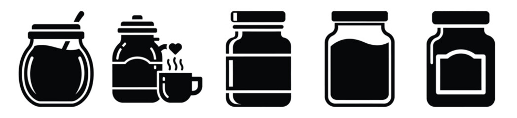 hot chocolate jar vector design with black silhouette and white background