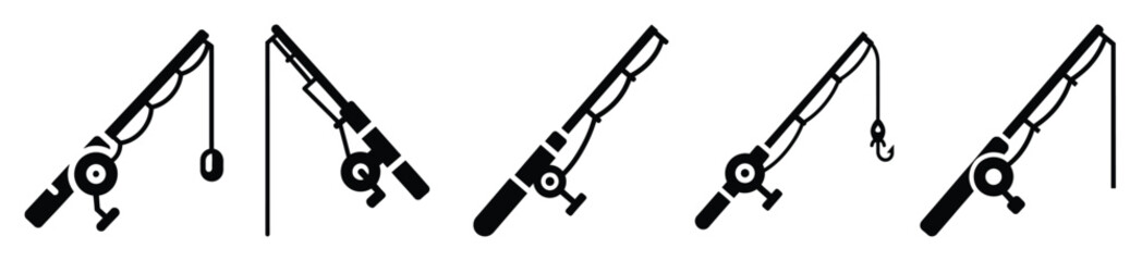 ice fishing rod vector design with black silhouette and white background