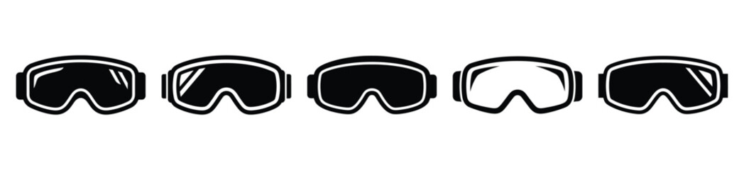 ski goggles vector design with black silhouette and white background