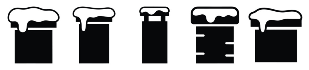 snow capped chimney vector design with black silhouette and white background