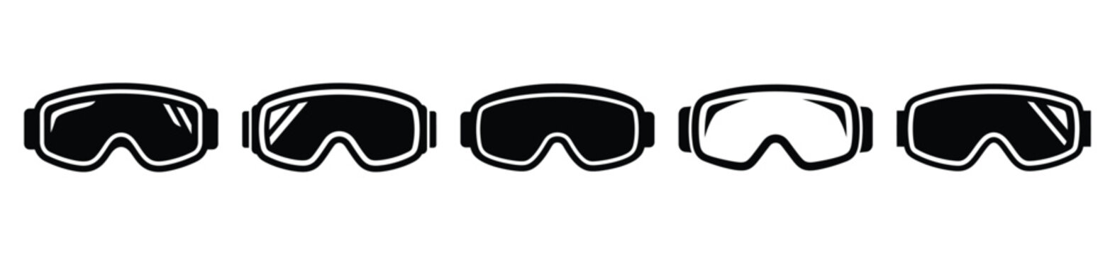 ski goggles vector design with black silhouette and white background
