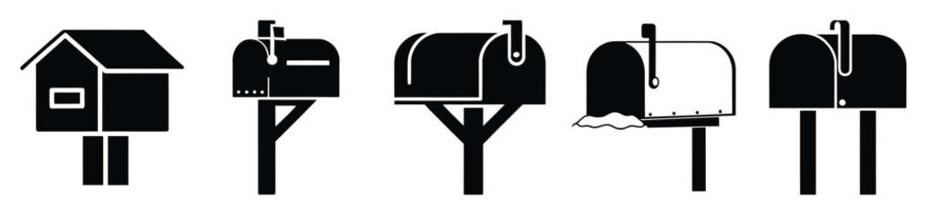 snow mailbox vector design with black silhouette and white background