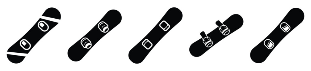 snowboard minimal flat vector design with black silhouette and white background
