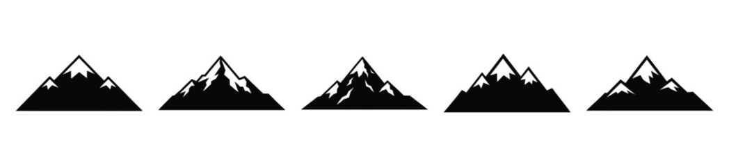 snowy mountain vector design with black silhouette and white background