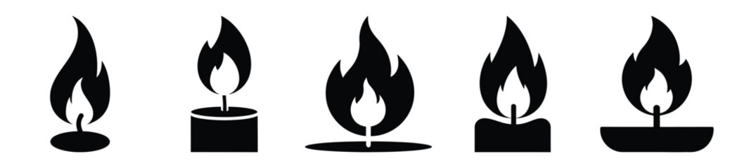 winter candle flame vector design with black silhouette and white background
