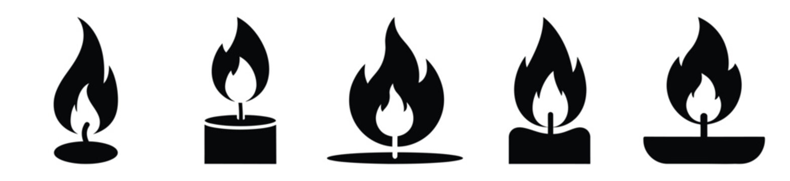 winter candle flame vector design with black silhouette and white background