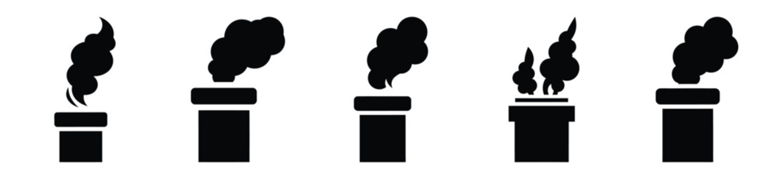 winter chimney smoke vector design with black silhouette and white background