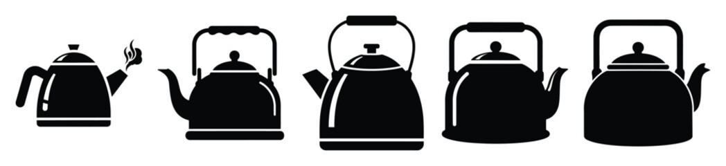 winter kettle vector design with black silhouette and white background