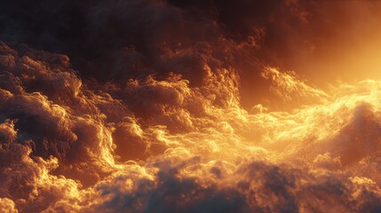 Atmospheric golden hour clouds glowing in sky