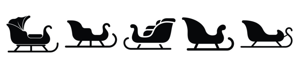 winter sleigh vector design with black silhouette and white background