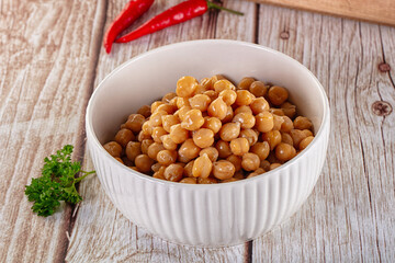 Boiled chickpea beans in the bowl